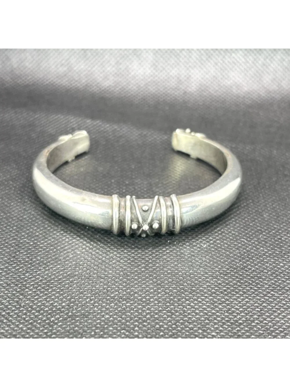 Vintage Deborah Armstrong 925 Sterling Silver Hollow Dome Cuff Bracelet Signed - Picture 15 of 16